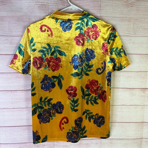 Zara  Floral Velvet Top Size Small - Picture 3 of 4